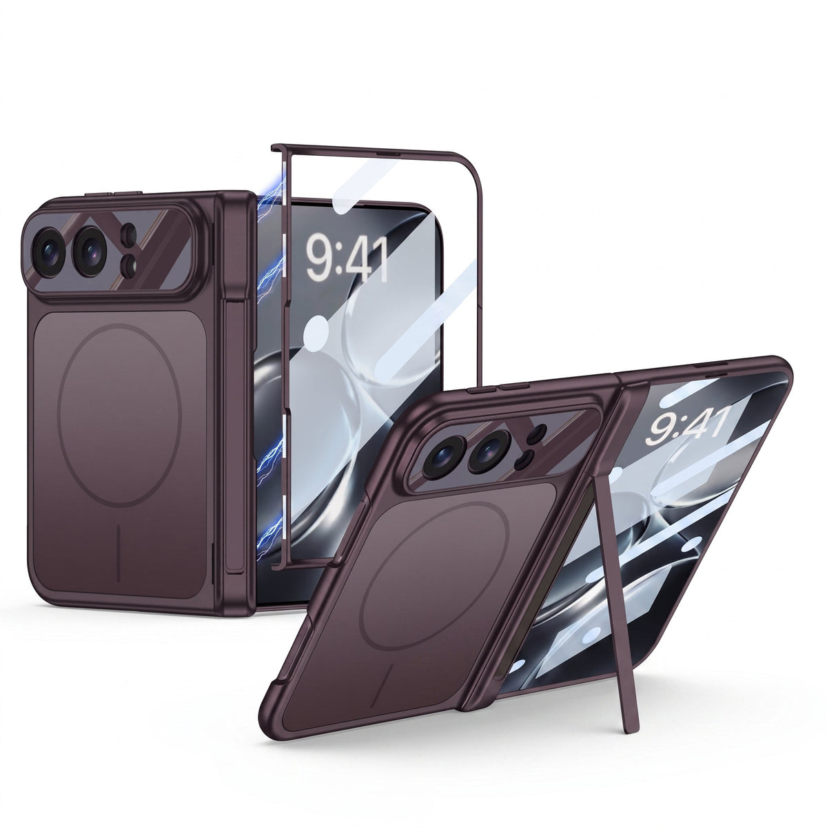 For iPhone Duo -3 In 1 Magnetic Case + Screen Protector & Hinge Stand