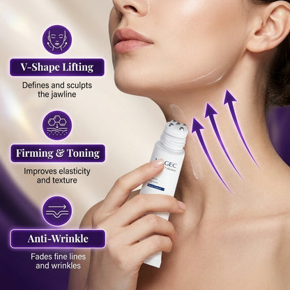 💦Reduces Wrinkles and Double Chin,Five Rollers for All Around Massage,Neck Firming Cream