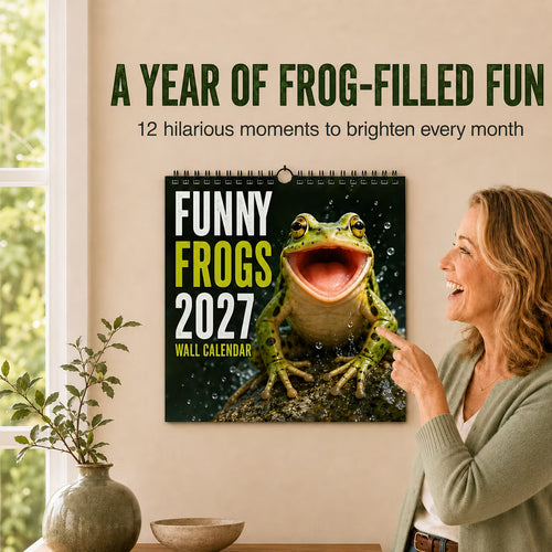 Funny Frogs 2027 Wall Calendar – Cute Humorous Frog Calendar, Quirky Amphibian Gift, Nature & Wildlife Decor