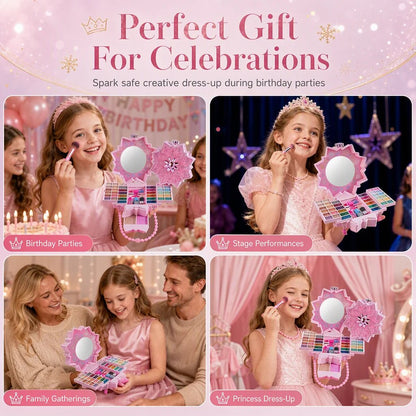 🎉49% OFF !! ⏰ Washable Princess Makeup Set – Non‐irritating, trays & portable case 🎀