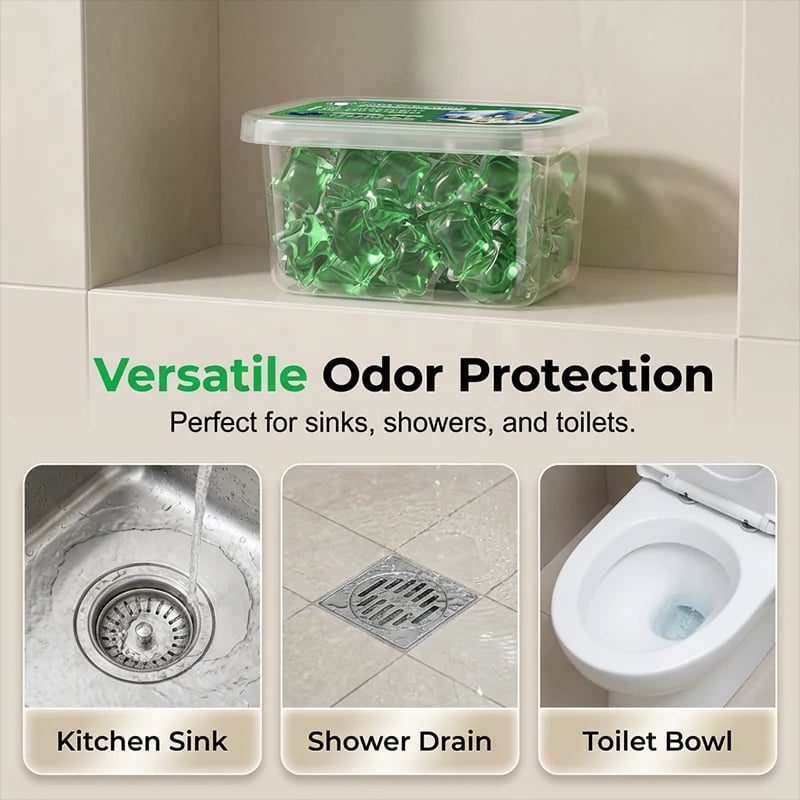 🔥2026 HOT SALE🥳50K+ SOLD!|Drain Deodorizer Pods – Bio‐enzyme formula neutralizes smells at the source. Instant fresh scent, no harsh chemicals. Say goodbye to embarrassing odours.