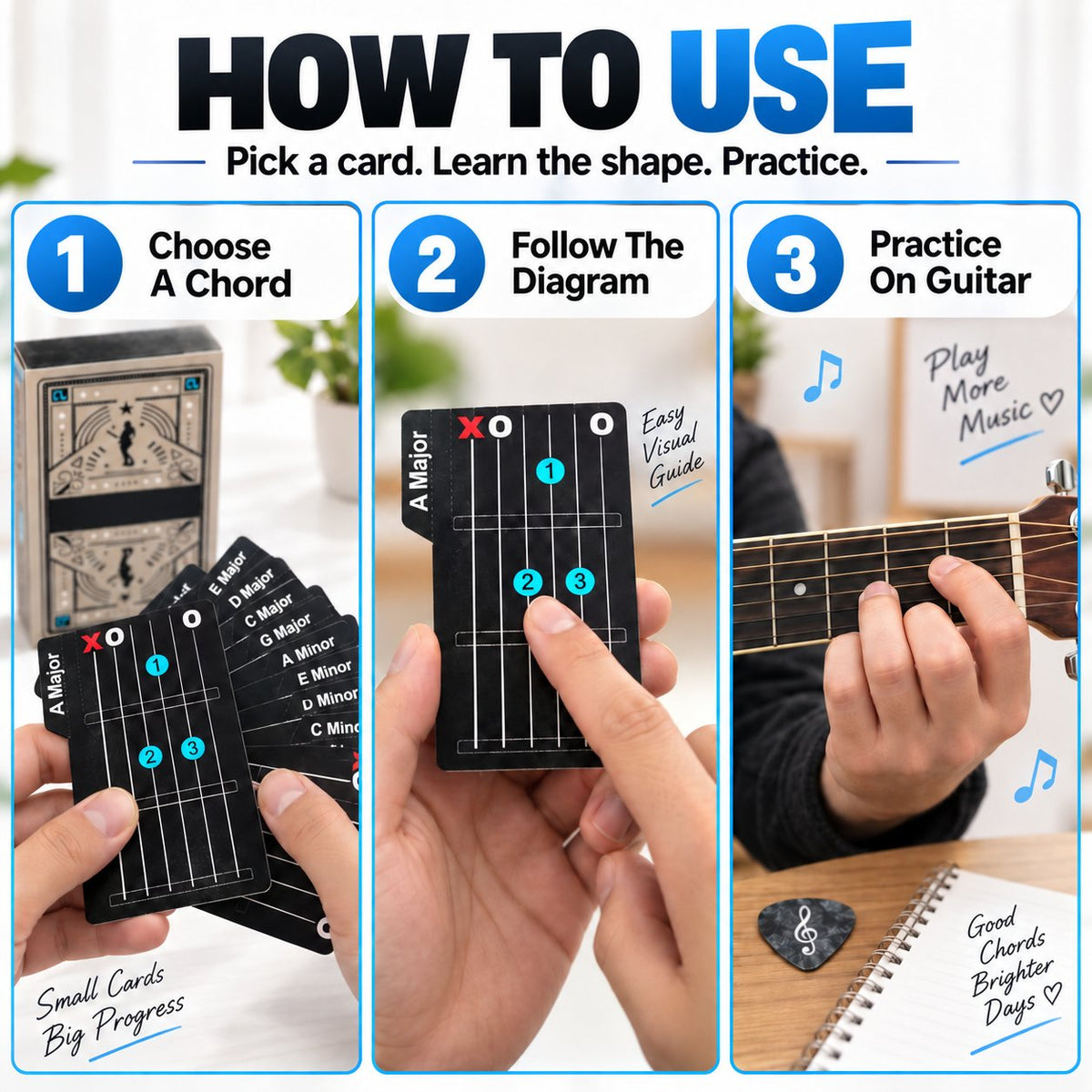 🎉🎸✨ Guitar Chord Cards — Learn Chords Faster & Master Your Guitar Skills Easier!