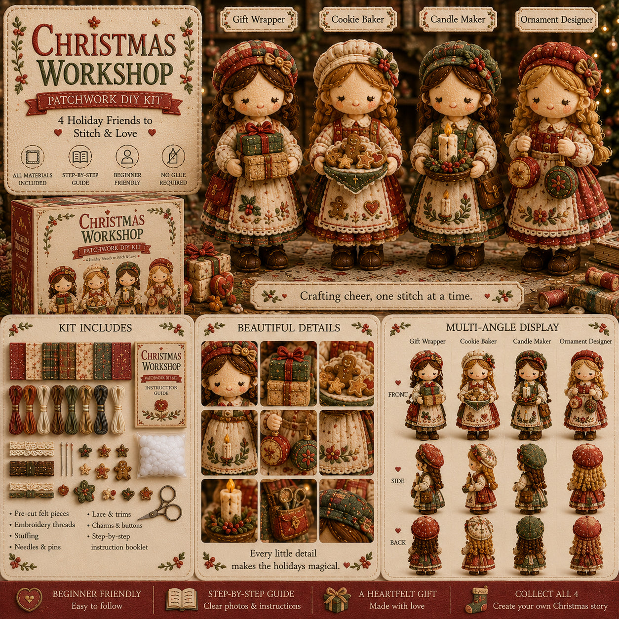🎁🧵 Collezione Tiny Worlds – Serie Kit Fai Da Te Patchwork