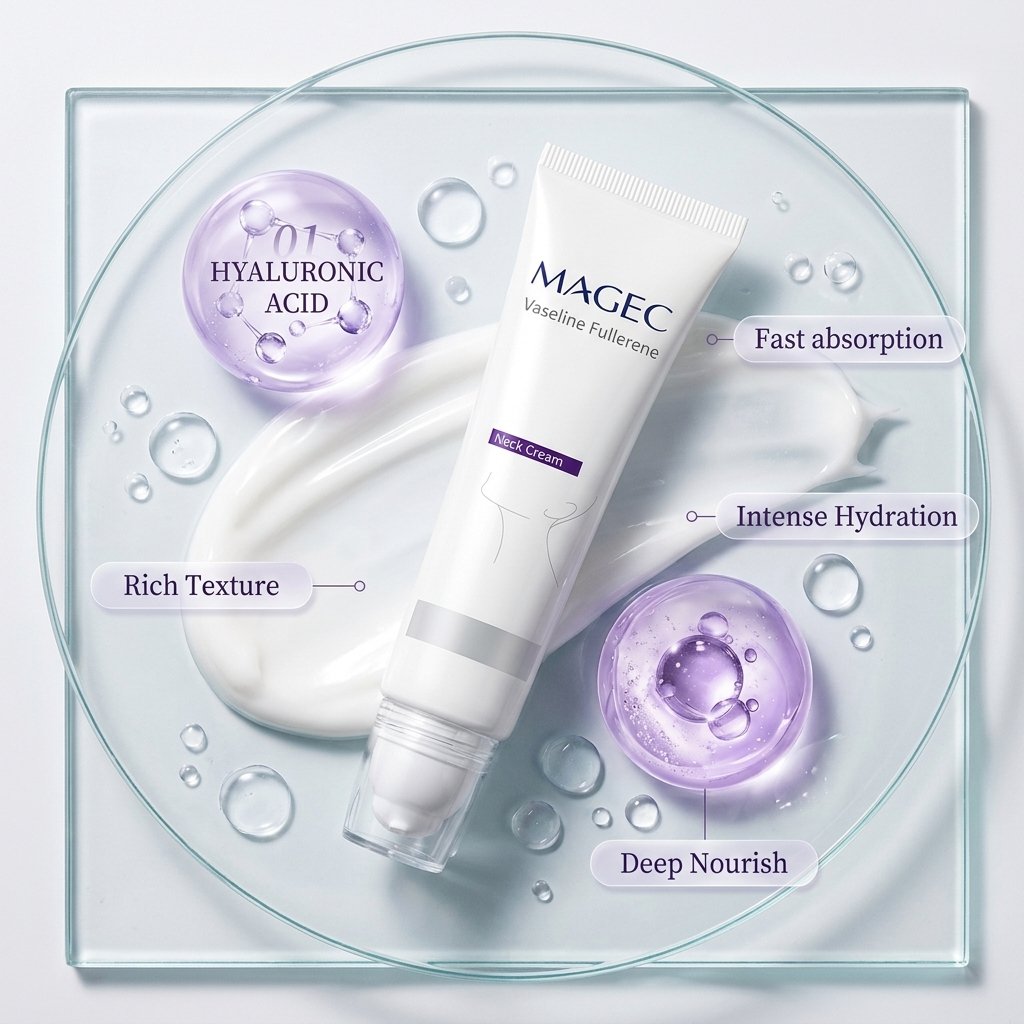 💦Reduces Wrinkles and Double Chin,Five Rollers for All Around Massage,Neck Firming Cream