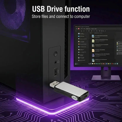 USB Flash Drive Voice Recorder 2-in-1 – Voice Activated, Smart Noise Reduction, Auto File Save