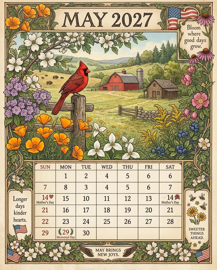 🔥😍A Year in America 2027 – Americana Nostalgia Wall Calendar
