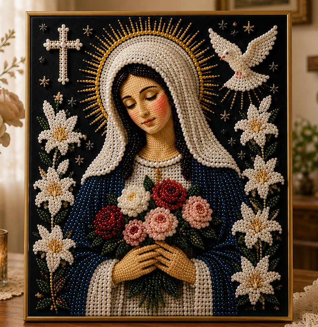 🔥HEISSER VERKAUF🔥🙏 Göttliche Perlenperlen-Ikone der Jungfrau Maria – Ein friedliches DIY-Glaubenskunst-Geschenk ✨