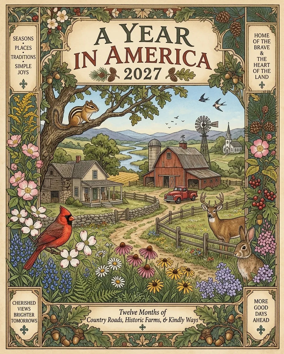 🔥😍A Year in America 2027 – Americana Nostalgia Wall Calendar