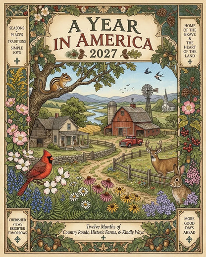 🔥😍A Year in America 2027 – Americana Nostalgia Wall Calendar