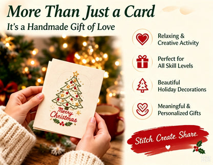 ⭐ 50% OFF - 🌲 🪡 Christmas Hand Embroidery Card DIY Kit | Stitch Your Way Into the Christmas Spirit ✨ 🎁