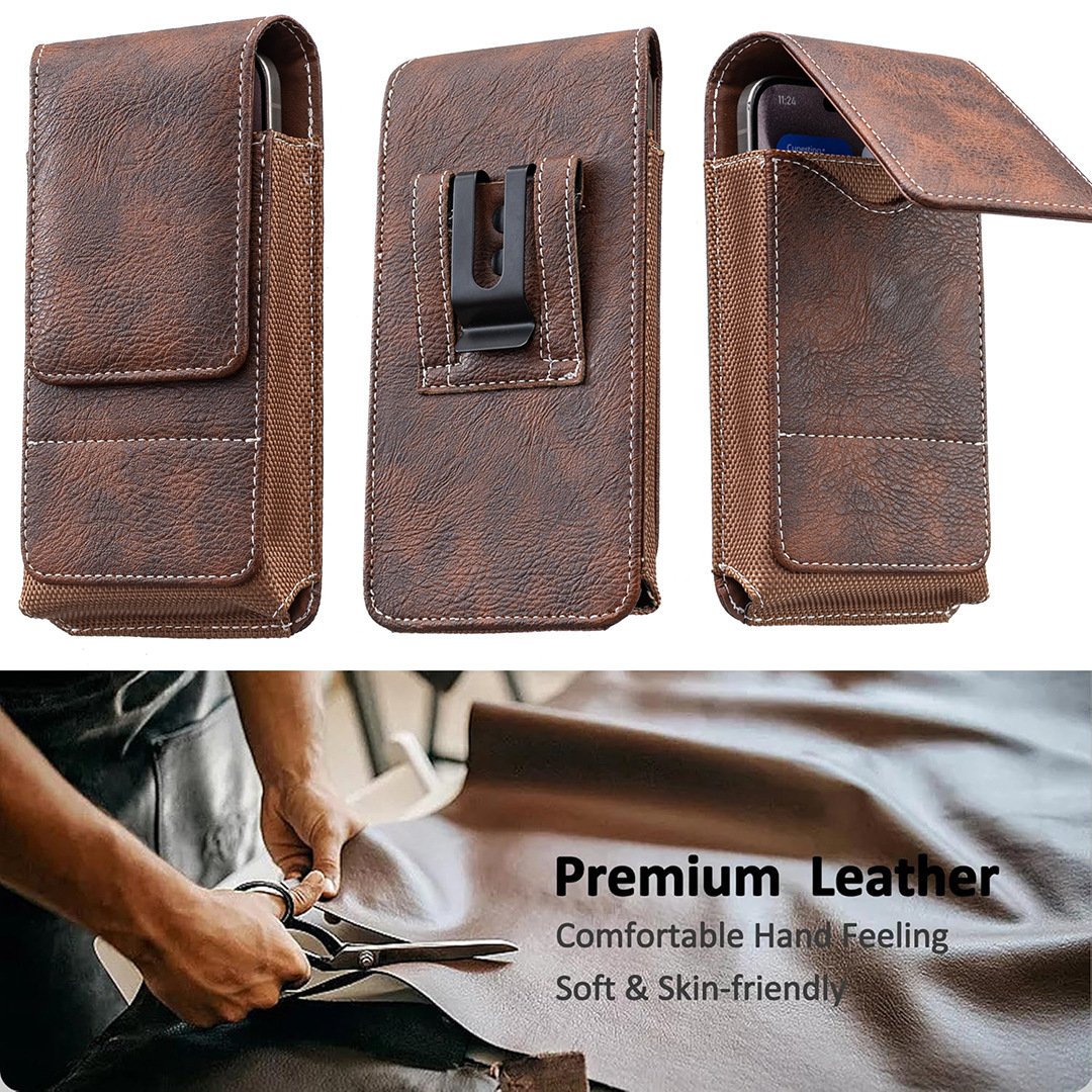 ⚡Grande Sconto | Marsupio da Cintura per Cellulare 📱 Fondina in Pelle Multitasche con Portacarte