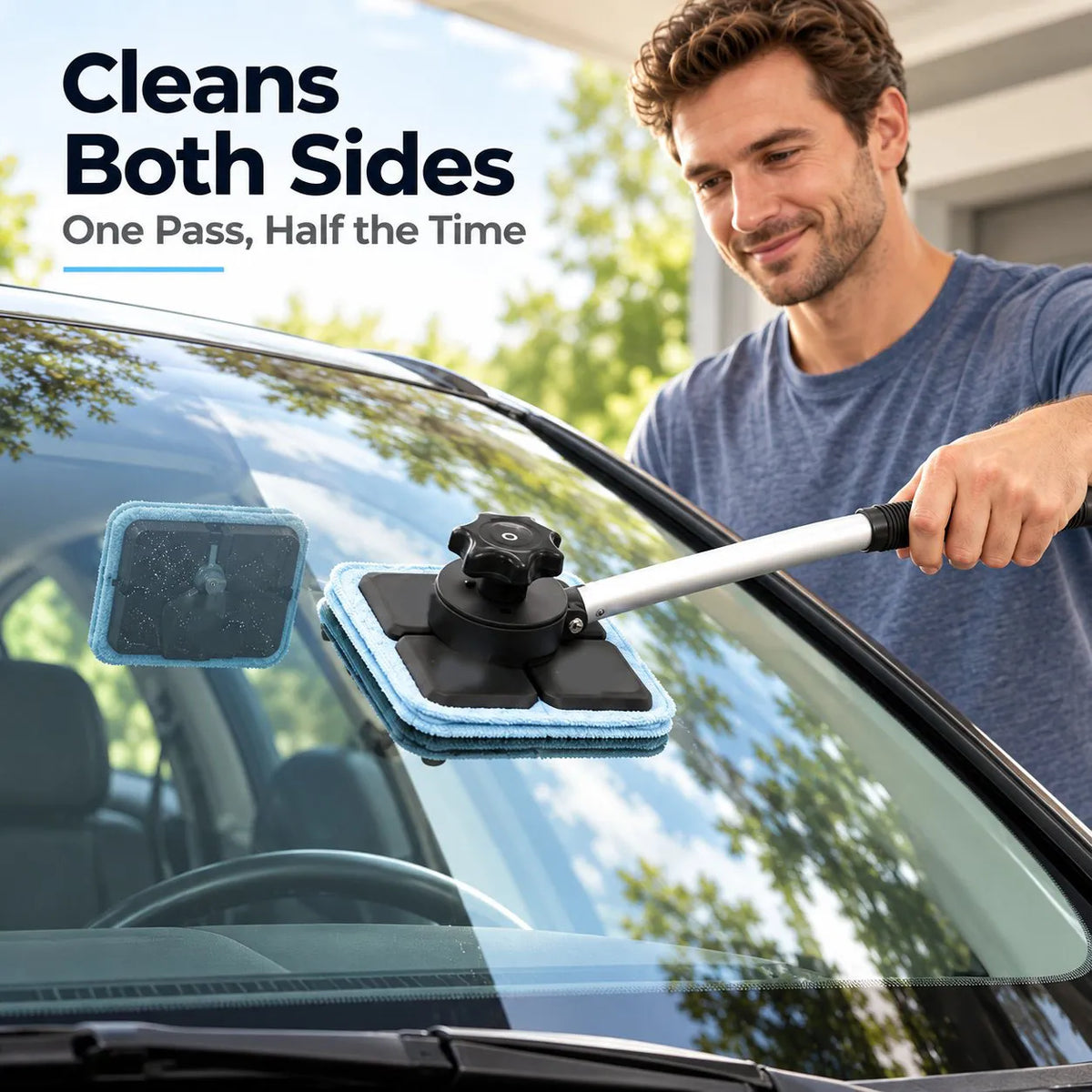 🔥🎁🔥Dual Magnetic Car Windshield Cleaner | Streak-Free Auto Glass Cleaning Kit