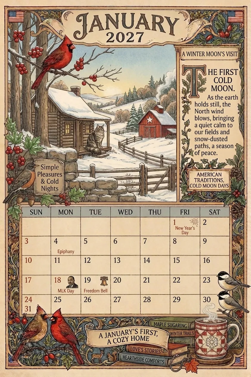 🔥😍A Year in America 2027 – Americana Nostalgia Wall Calendar