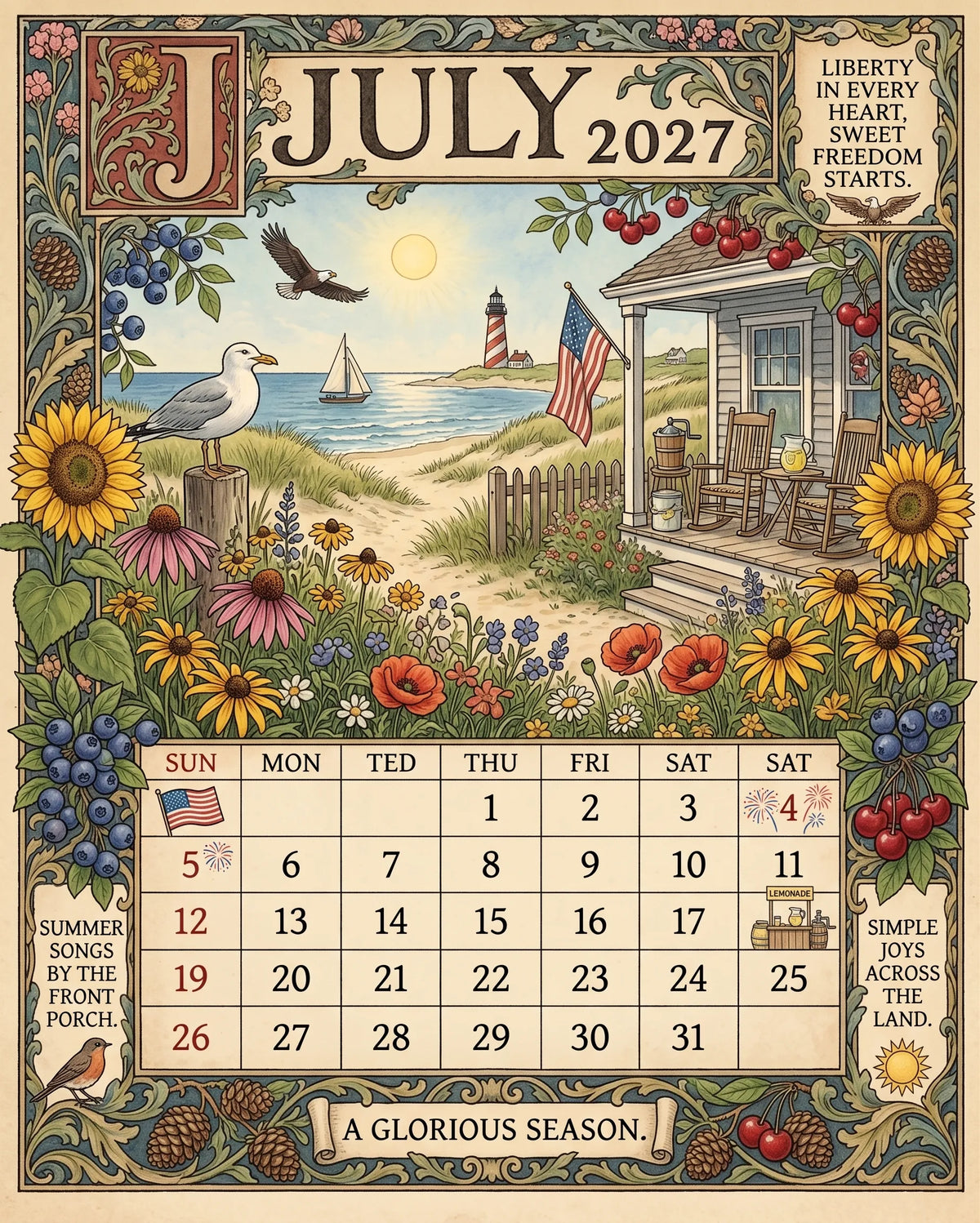 🔥😍A Year in America 2027 – Americana Nostalgia Wall Calendar