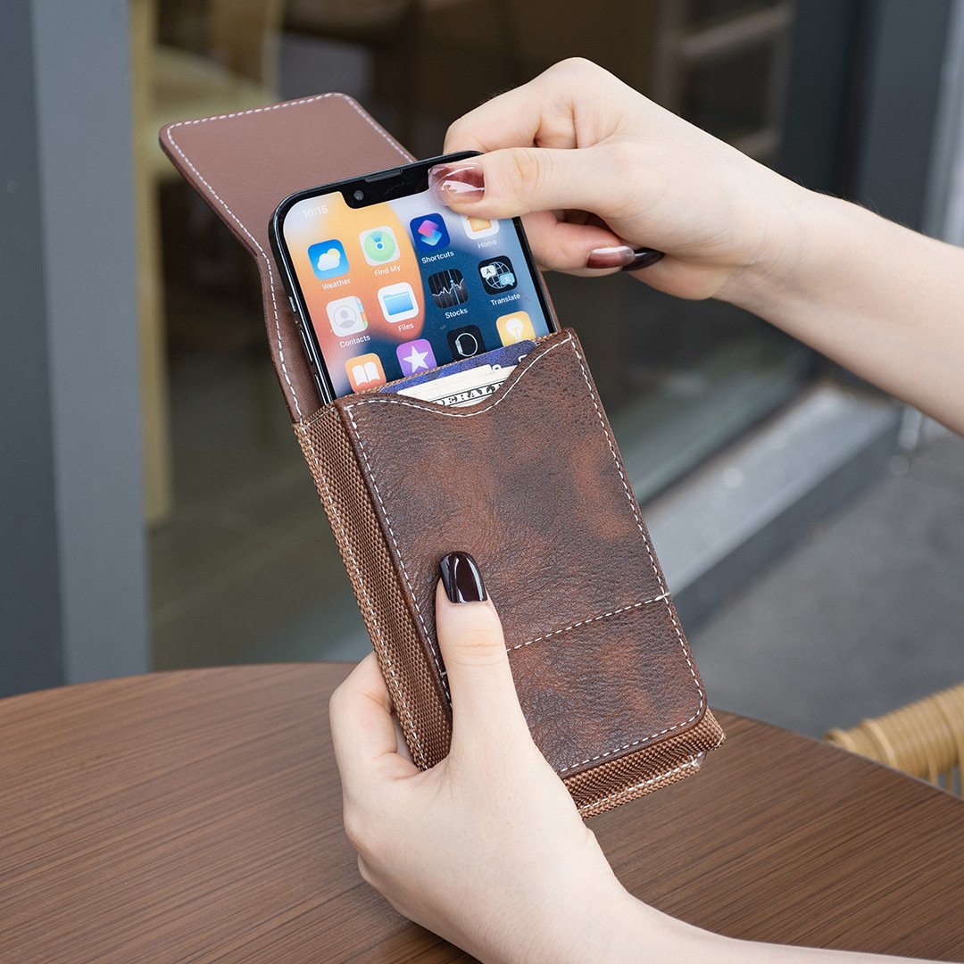 ⚡Grande Sconto | Marsupio da Cintura per Cellulare 📱 Fondina in Pelle Multitasche con Portacarte