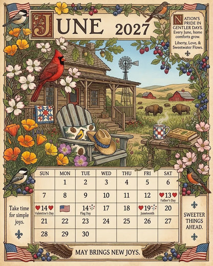 🔥😍A Year in America 2027 – Americana Nostalgia Wall Calendar