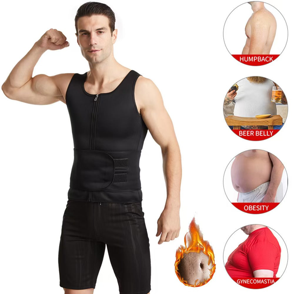 ⭐💪Men Body Shaper Sauna Vest Waist Trainer Double Belt
