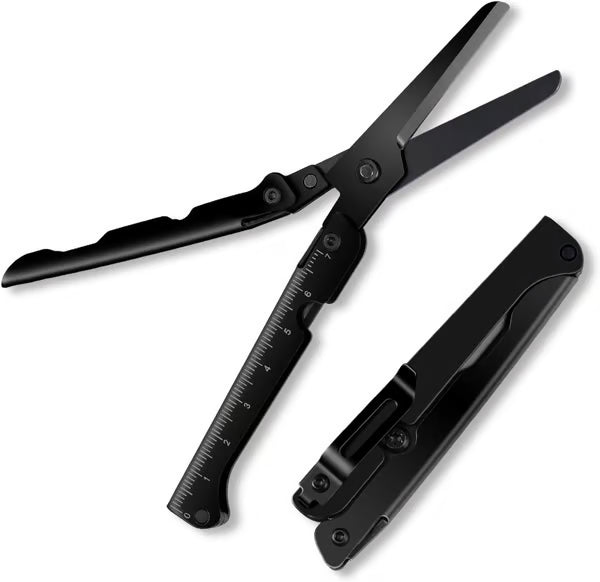 ✂️ 2-in-1 Foldable EDC Scissors with Built-In Ruler