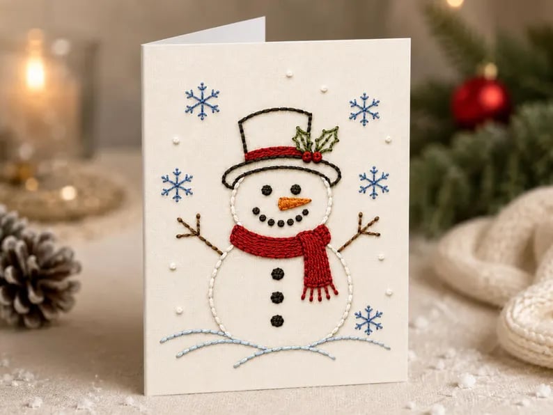 ⭐ 50% OFF - 🌲 🪡 Christmas Hand Embroidery Card DIY Kit | Stitch Your Way Into the Christmas Spirit ✨ 🎁