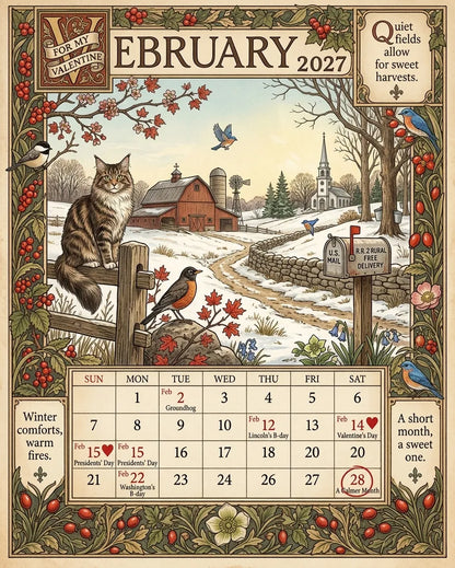 🔥😍A Year in America 2027 – Americana Nostalgia Wall Calendar
