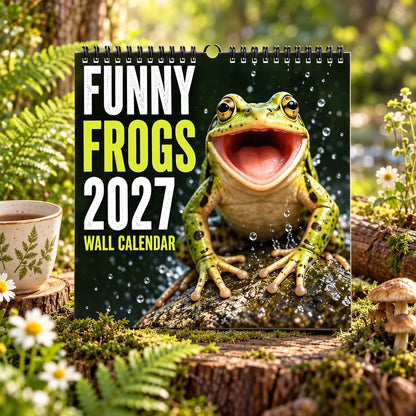 🐸Funny Frogs 2027 Wall Calendar –– Cute Humorous Frog Calendar, Quirky Amphibian Gift, Nature & Wildlife Decor