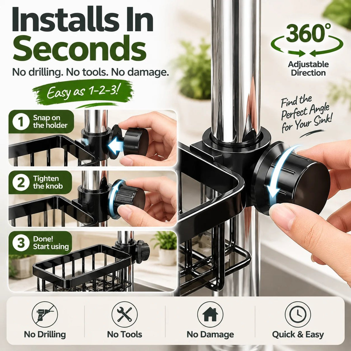 ✨ Faucet Sink Organizer Rack – Keep Your Kitchen Sink Clean & Clutter-Free