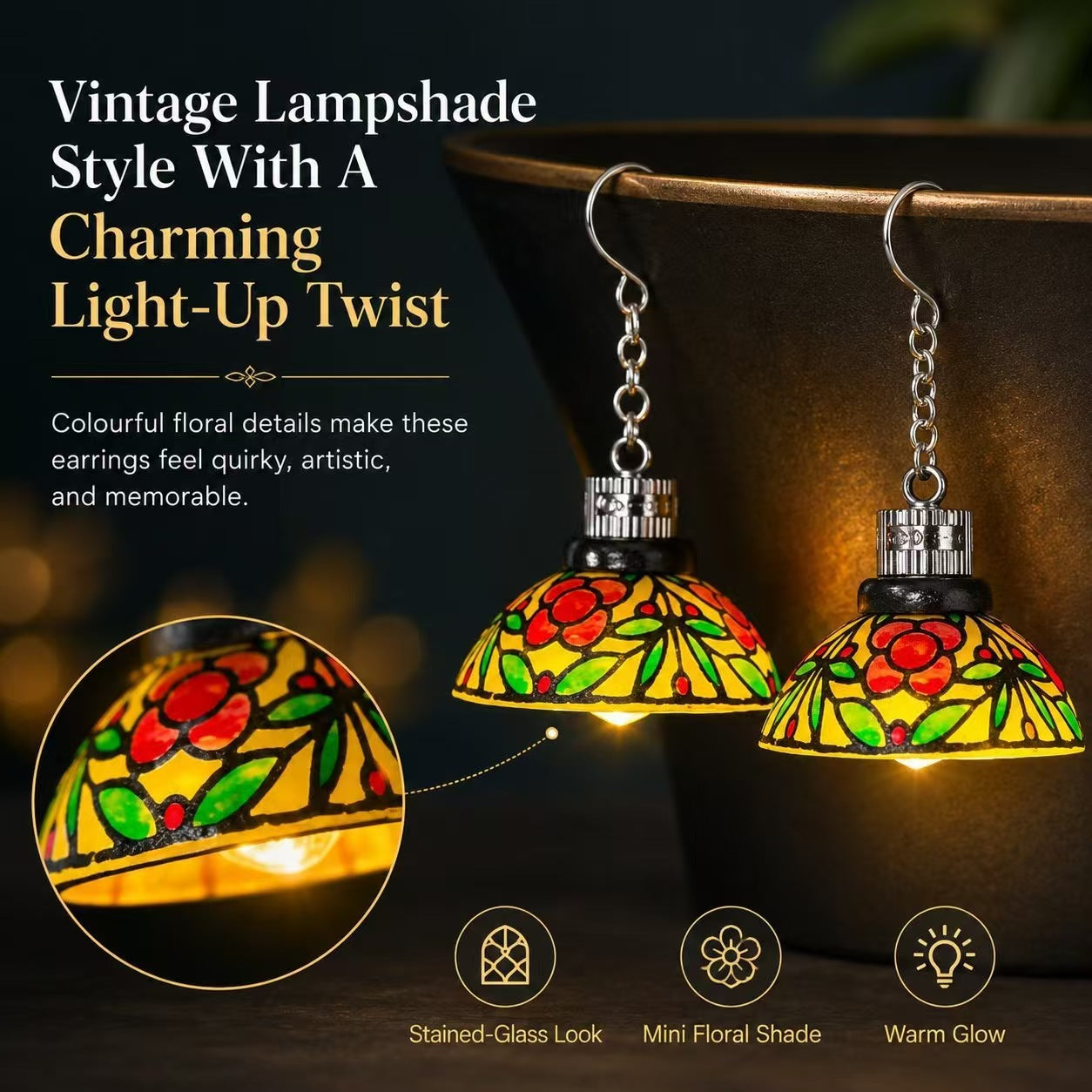 Handmade Vintage Light-Up Chandelier Earrings