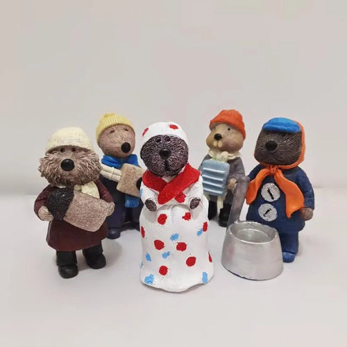 5-Piece Christmas Decoration Set, Organic Art Doll Statue