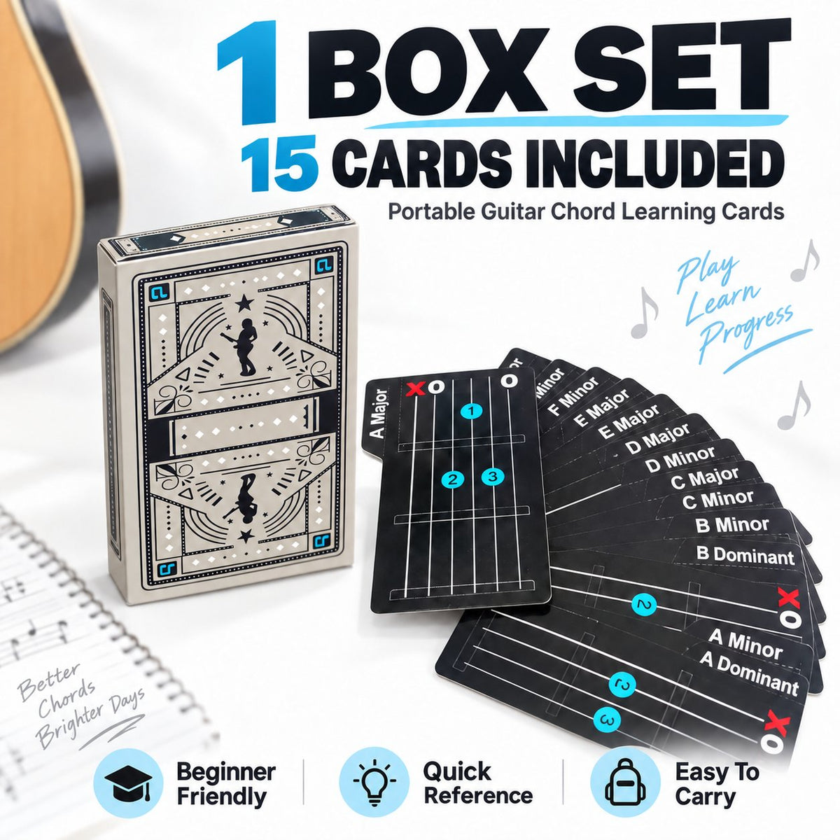🎸✨ Guitar Chord Cards — Learn Chords Faster & Master Your Guitar Skills Easier!