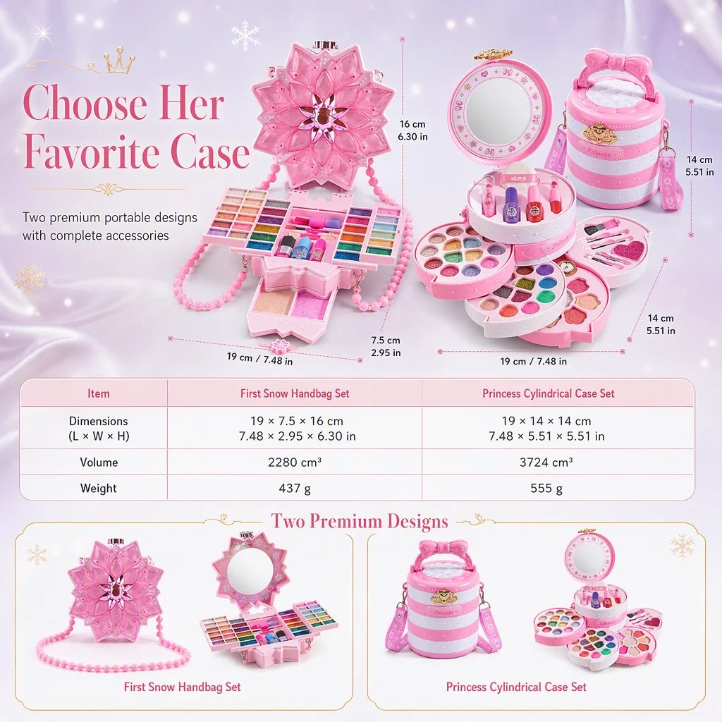 🎉49% OFF !! ⏰ Washable Princess Makeup Set – Non‐irritating, trays & portable case 🎀