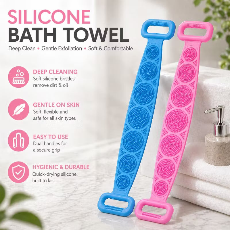2-in-1 Silicone Back Scrubber and Bath Brush