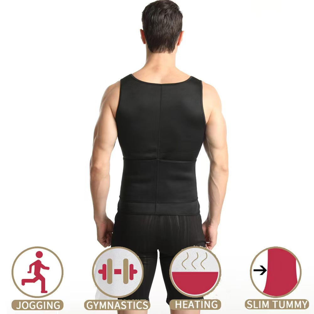 ⭐💪Men Body Shaper Sauna Vest Waist Trainer Double Belt