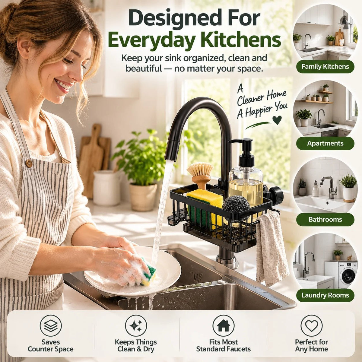 ✨ Faucet Sink Organizer Rack – Keep Your Kitchen Sink Clean & Clutter-Free