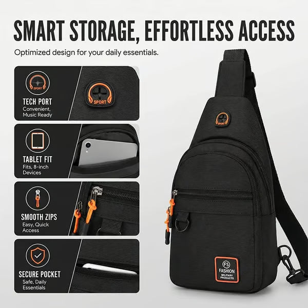 Waterproof Multi-pocket Crossbody Sling Bag