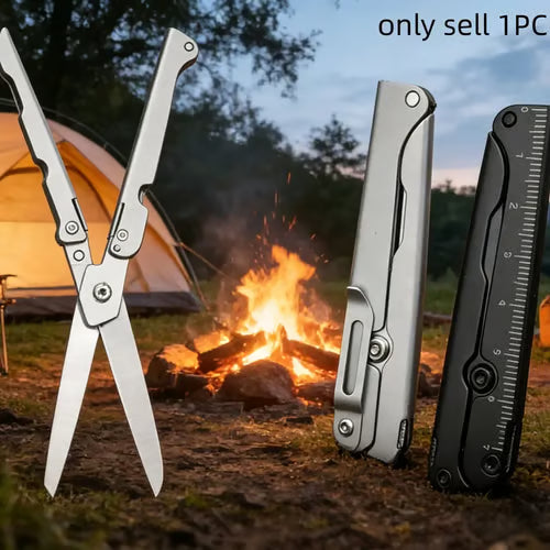 ✂️ 2-in-1 Foldable EDC Scissors with Built-In Ruler