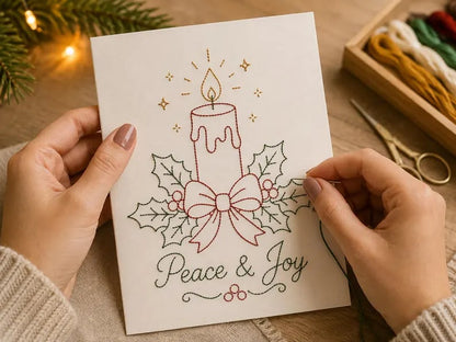 ⭐ 50% OFF - 🌲 🪡 Christmas Hand Embroidery Card DIY Kit | Stitch Your Way Into the Christmas Spirit ✨ 🎁