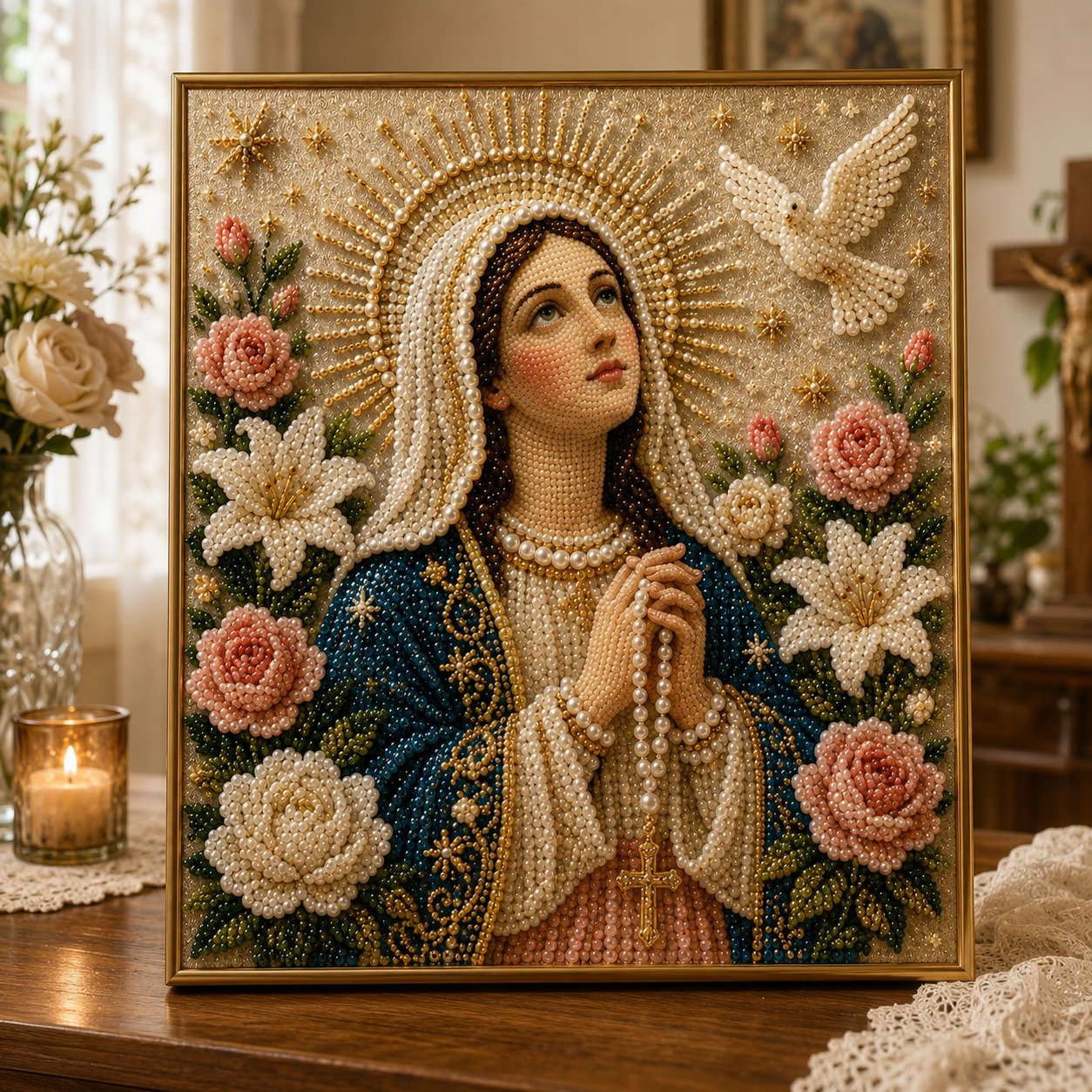 🔥HEISSER VERKAUF🔥🙏 Göttliche Perlenperlen-Ikone der Jungfrau Maria – Ein friedliches DIY-Glaubenskunst-Geschenk ✨