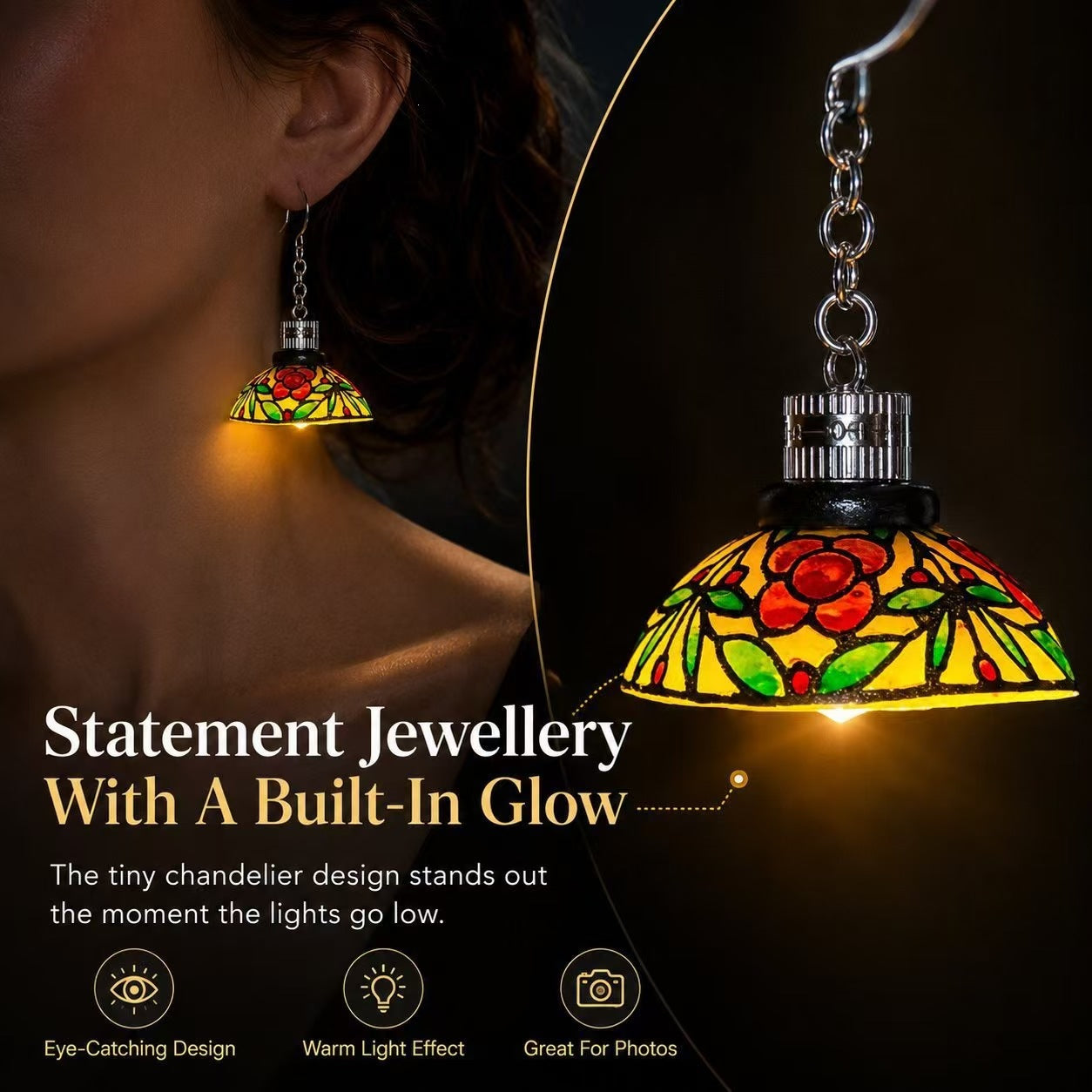 Handmade Vintage Light-Up Chandelier Earrings