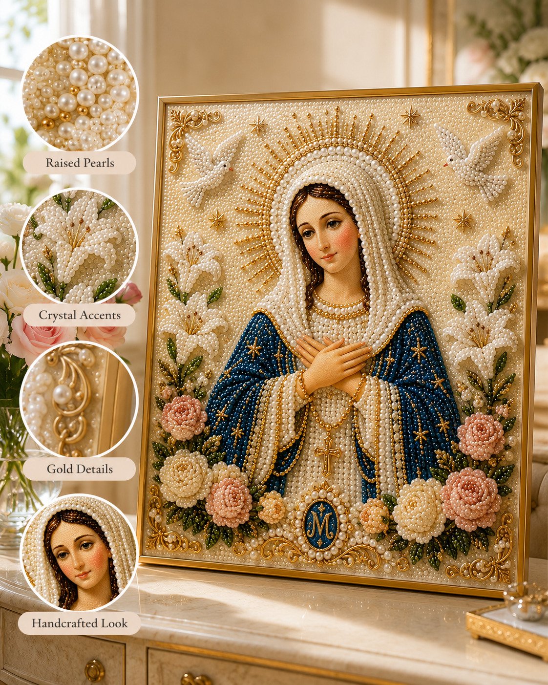 🔥HEISSER VERKAUF🔥🙏 Göttliche Perlenperlen-Ikone der Jungfrau Maria – Ein friedliches DIY-Glaubenskunst-Geschenk ✨
