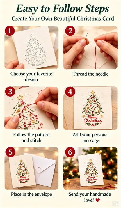 ⭐ 50% OFF - 🌲 🪡 Christmas Hand Embroidery Card DIY Kit | Stitch Your Way Into the Christmas Spirit ✨ 🎁