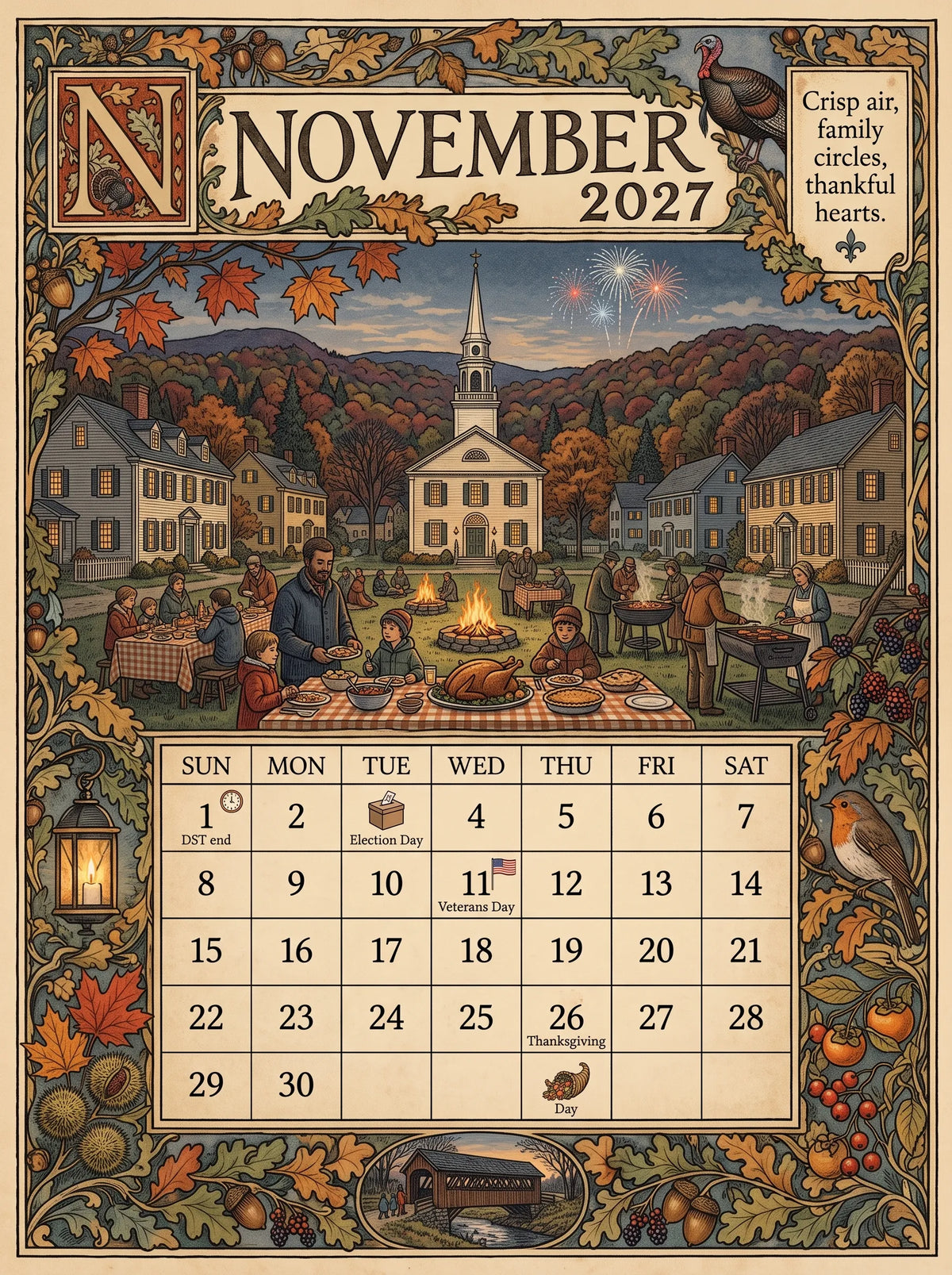 🔥😍A Year in America 2027 – Americana Nostalgia Wall Calendar