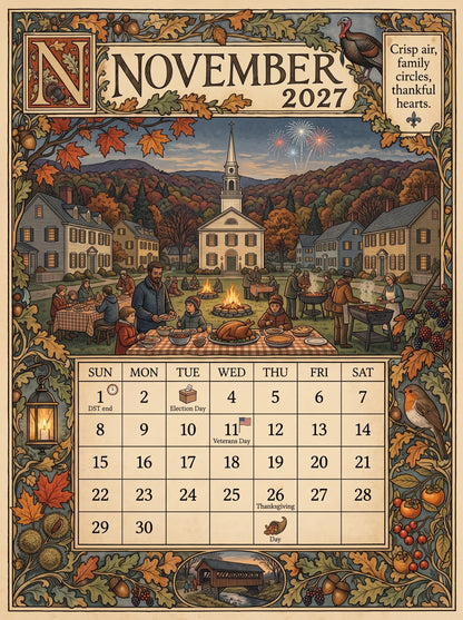 🔥😍A Year in America 2027 – Americana Nostalgia Wall Calendar