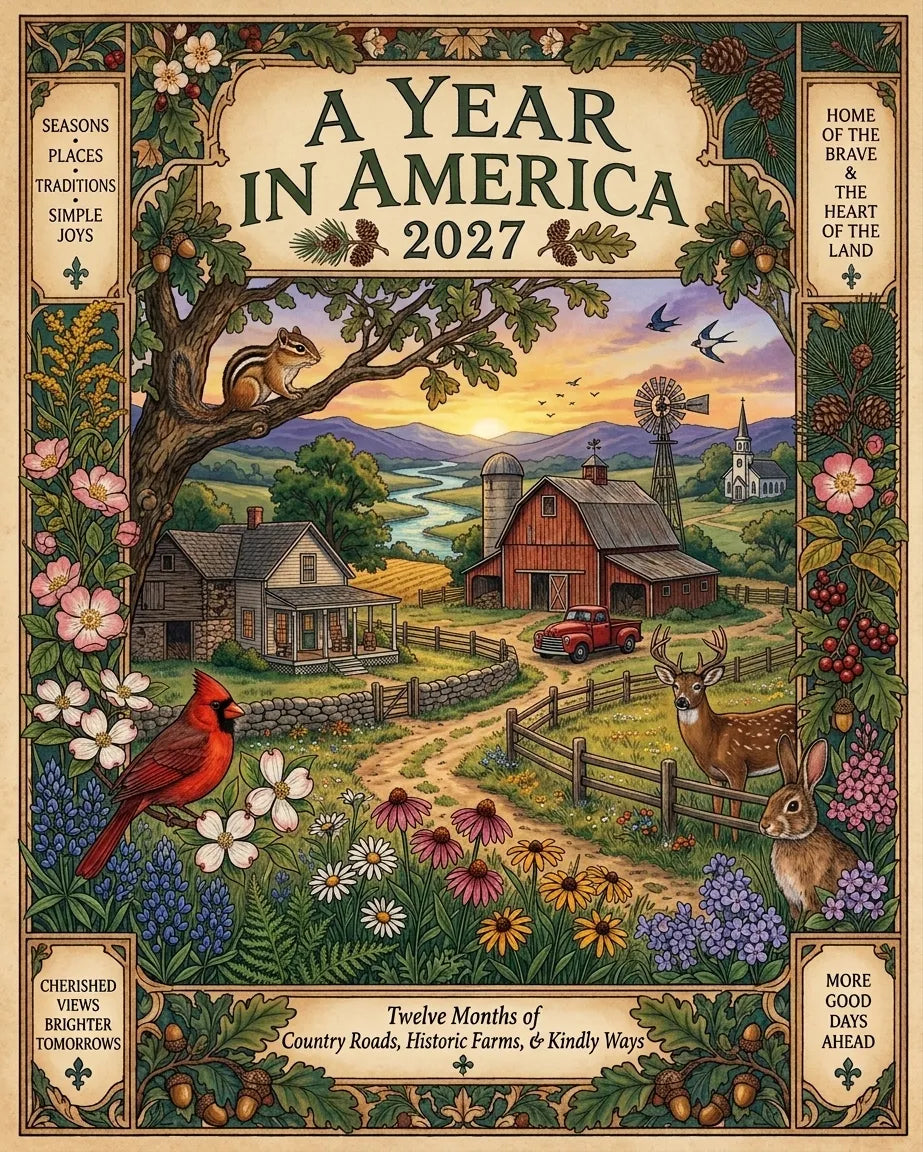 🔥😍A Year in America 2027 – Americana Nostalgia Wall Calendar