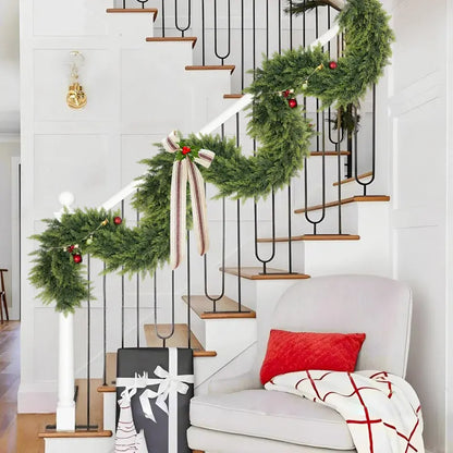 🎄 2-Pack 6ft Real Touch Artificial Cedar Garland | Lifelike Winter Pine Greenery for Christmas Mantle, Table & Wall Decor