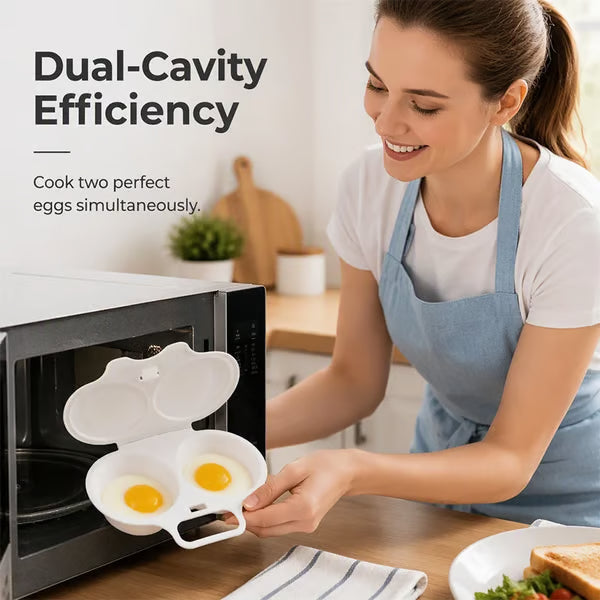 🥳2026 HOT SALE🥳💞50K+ SOLD! 🥗Microwave Egg Poacher——Dual‑cavity, non‑stick & easy clean. Healthier than frying – stock up & save! 🏠✅