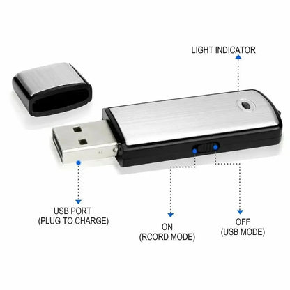 USB Flash Drive Voice Recorder 2-in-1 – Voice Activated, Smart Noise Reduction, Auto File Save