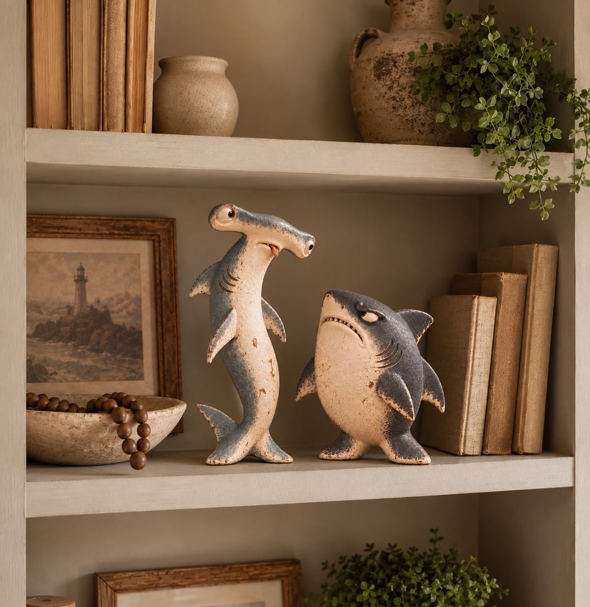 🦈😂 Chaos & Regret Shark Pair – Funny Desk Companion Duo for Best Friends