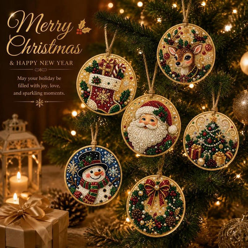 6PC DIY Diamond Art Christmas Ornament Kit
