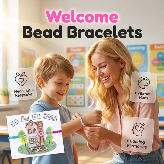 🧶❤️ Packung mit 25 Willkommensperlenarmbändern – Stärken Sie die Freundschaft im Klassenzimmer und verbreiten Sie herzliche Freundlichkeit! ✨