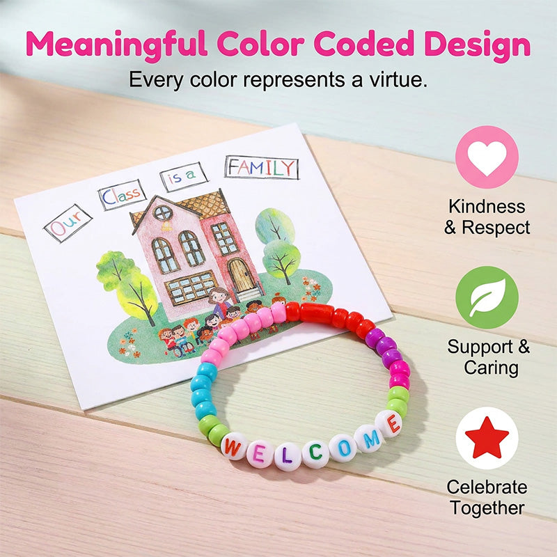 🧶❤️ Packung mit 25 Willkommensperlenarmbändern – Stärken Sie die Freundschaft im Klassenzimmer und verbreiten Sie herzliche Freundlichkeit! ✨